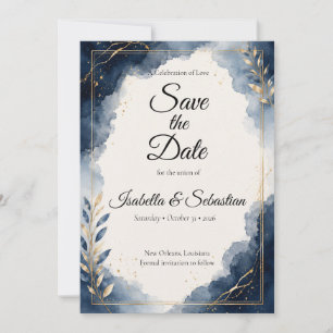 Elegant Sapphire Minimalist Luxury Wedding Save The Date