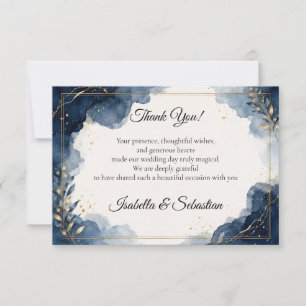 Elegant Sapphire Minimalist Luxury Wedding Thank You Card