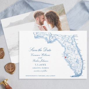 Elegant Sarasota Florida Wedding Navy Map Save The Date