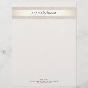 Elegant Satin Gold Stripe Ivory Stylist & Designer Customized Letterhead