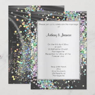 ELEGANT SATIN PURPLE  HOLOGRAPHIC PASTEL  INVITATION