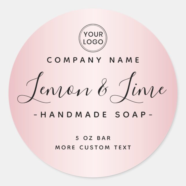 Elegant satin soft pink round product label (Front)