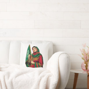 Elegant Saudi Woman Holding the Flag T-Shirt Cushion