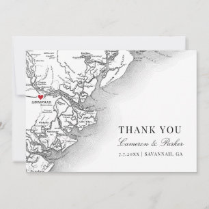 Elegant Savannah Georgia Wedding Photo Flat  Thank You Card