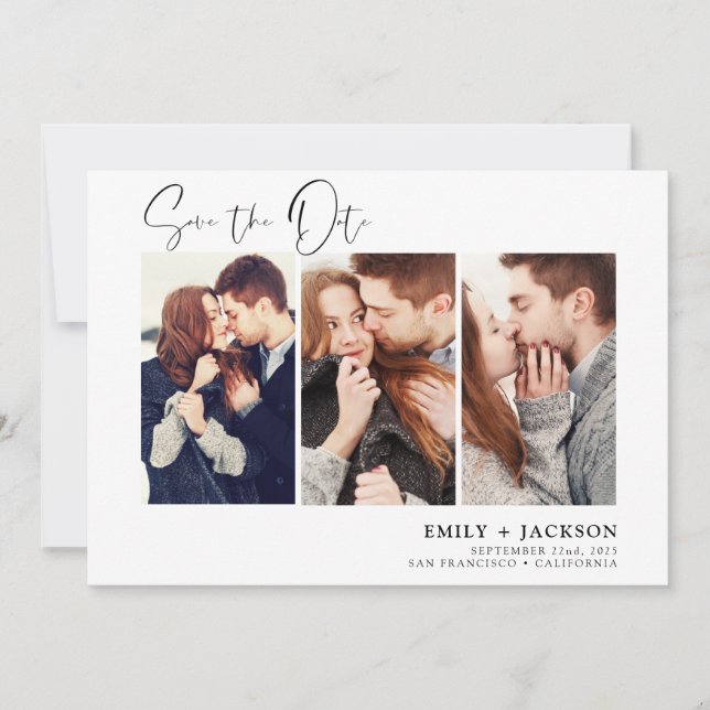 Elegant Save the Date 3 Photo Invitations (Front)
