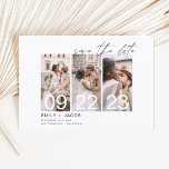 Elegant Save the Date 3 Photo Invitations<br><div class="desc">Modern and Elegant Landscape Horizontal Three (3) Photo Save the Date Wedding with hand lettered script typography. The save the date invitation magnet includes script typography and chic and simple design that you can add your customised engagement photograph picture to.</div>