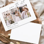 Elegant Save the Date 3 Photo Minimalist<br><div class="desc">Modern and Elegant Landscape Horizontal Three (3) Photo Save the Date Wedding with hand lettered script typography. The save the date invitation magnet includes script typography and chic and simple design that you can add your customised engagement photograph picture to.</div>