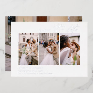 Elegant Save the Date 4 Photo Minimalist Silver