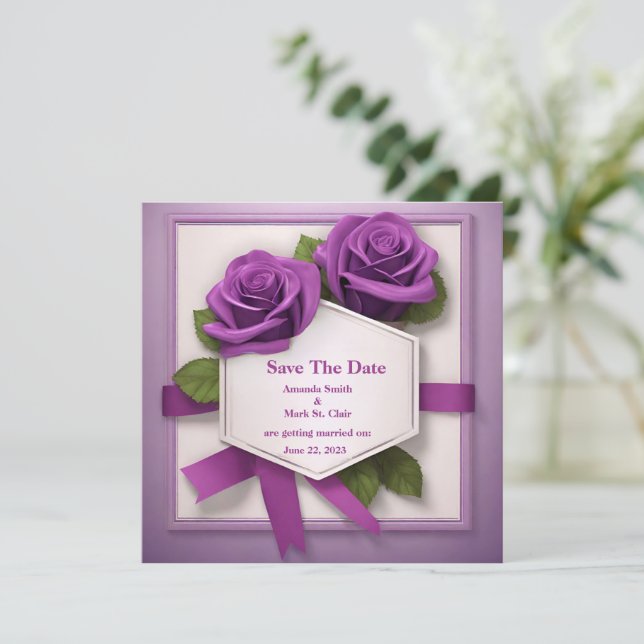 Elegant Save the Date: A Purple Rose Affair  Date (Standing Front)