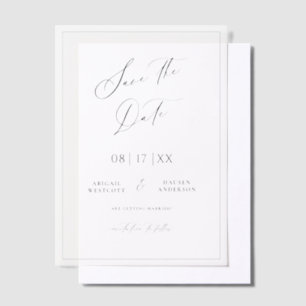 Elegant Save the Date Announcement Vellum Overlay