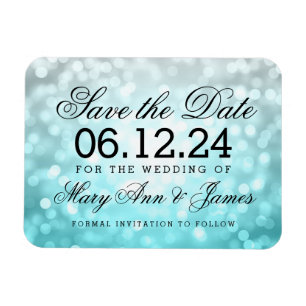 Elegant Save The Date Beach Ombre Glitter Lights Magnet