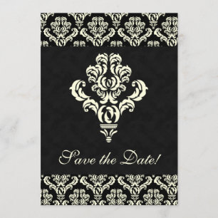 Elegant Save the Date Card Black Suede Cream