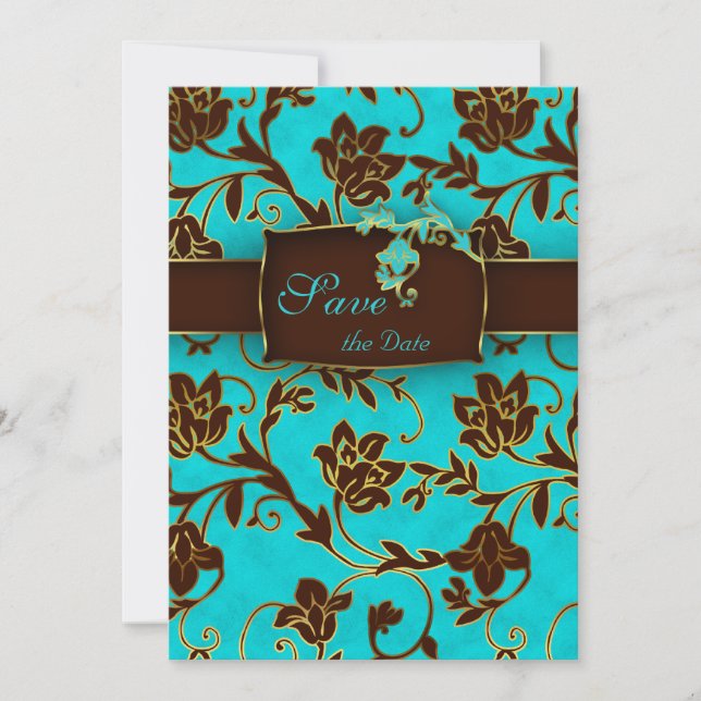 Elegant Save the Date Card Gold Floral BB 2 (Front)