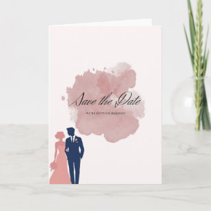 Elegant Save the Date card in watercolor style wit