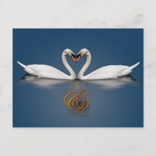 Elegant Save The Date Card Swans Photo Heart
