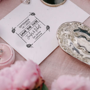 Elegant Save the Date Couple  Rubber Stamp