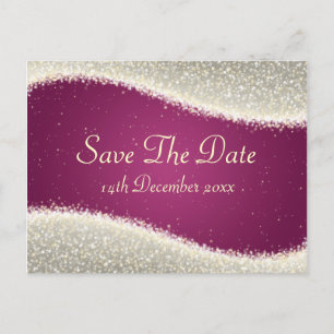 Elegant Save The Date Dazzling Sparkles Pink Announcement Postcard