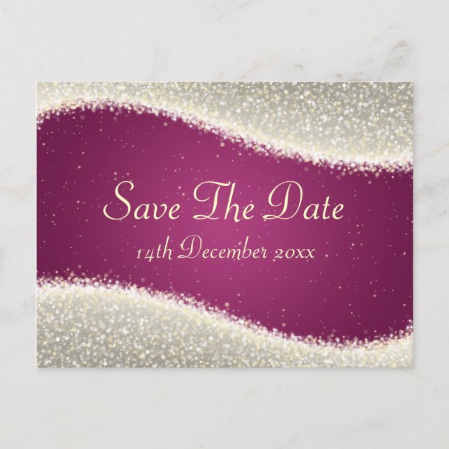 Elegant Save The Date Dazzling Sparkles Pink Announcement Postcard (Front)