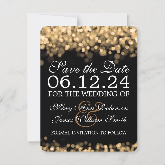 Elegant Save The Date Gold Lights (Front)