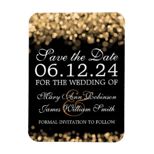 Elegant Save The Date Gold Lights Magnet