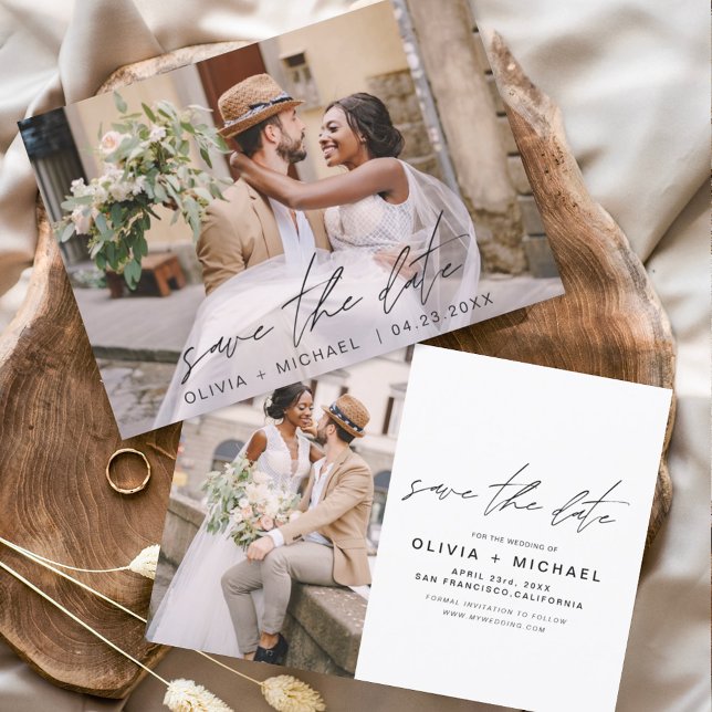Elegant Save the Date Handwritten Photo Minimalist (Creator Uploaded)