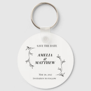 Elegant Save the Date Keychain, Minimalist Key Ring