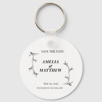 Elegant Save the Date Keychain, Minimalist Key Ring