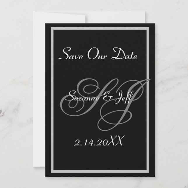 Elegant Save The Date Monogram Wedding  Invitation (Front)
