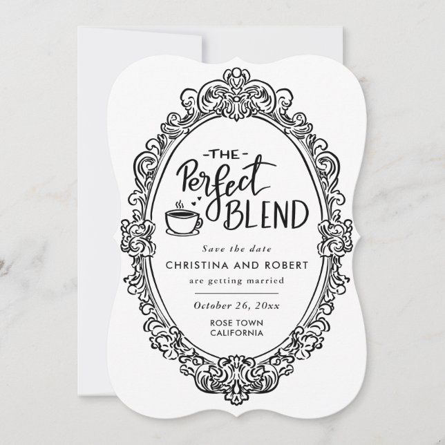 Elegant Save The Date | Perfect Blend Coffee Lover Invitation (Front)