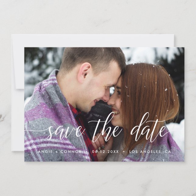 Elegant Save The Date Photo Card (Front)