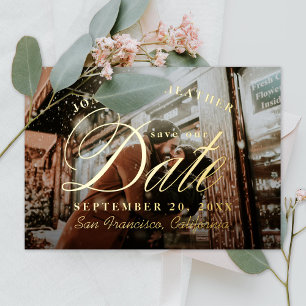 Elegant Save the Date Photo Gold Foil Invitation