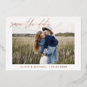 Elegant Save the Date Photo Minimalist Rose Gold