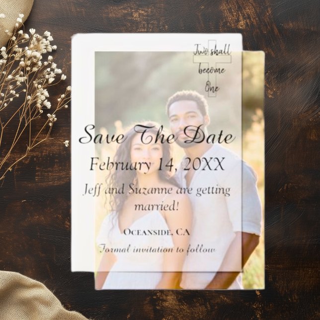 Elegant Save The Date Photo Overlay Christian Vellum Invitations (Elegant Save The Date Photo Overlay Christian Vellum Invitations)