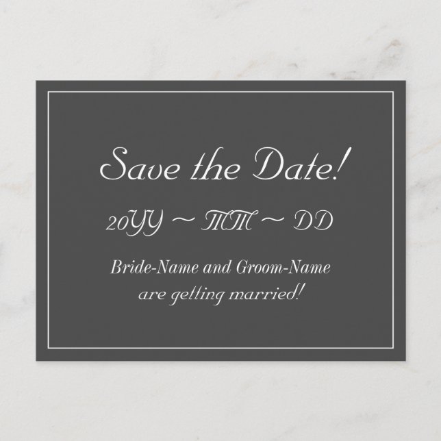 Elegant "Save the Date!" Postcard (Front)