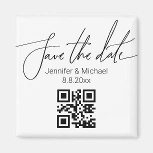 elegant save the date,qr code minimalist wedding magnet