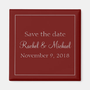 Elegant Save the Date Red and Grey Magnet