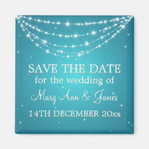 Elegant Save The Date Sparkling Chain Blue Magnet