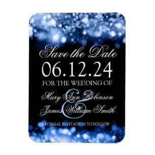 Elegant Save The Date Sparkling Lights Sapphire Magnet