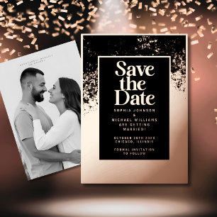 Elegant Save the Date Template Photo Rose Gold