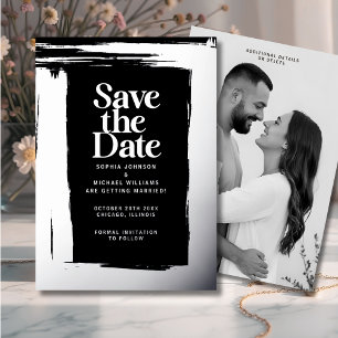 Elegant Save the Date Template Photo Silver Foil