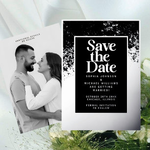 Elegant Save the Date Template Photo Silver Foil