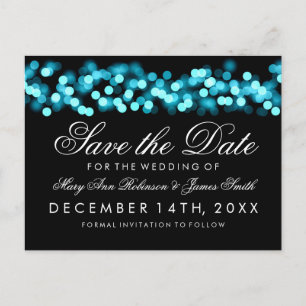 Elegant Save The Date Turquoise Hollywood Glam Announcement Postcard
