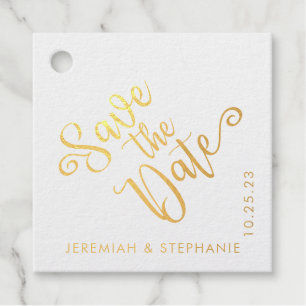 Elegant Save The Date Typography Photo Favour Tags