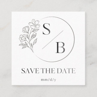 Elegant Save the Date Wedding Calling Card Minimal
