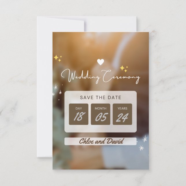 Elegant "Save The Date" Wedding card - editable (Front)