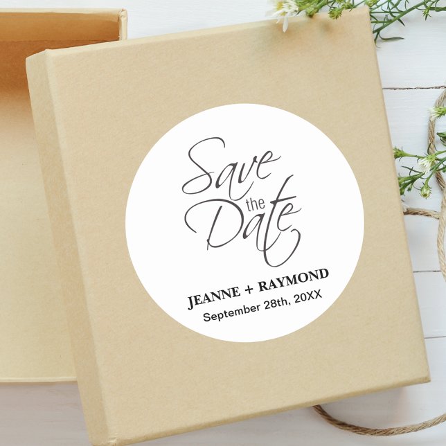 Elegant Save The Date Wedding Envelope  Classic Round Sticker (Creator Uploaded)