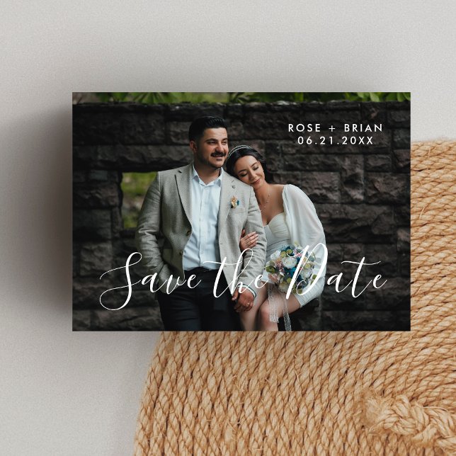 Elegant Save The Date Wedding Landscape Photo Card (Creator Uploaded)