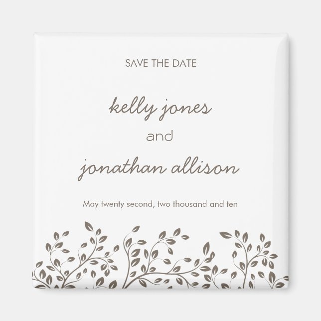 Elegant Save the Date Wedding Magnet (Front)