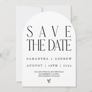 Elegant Save the Date White and Black card