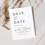 Elegant Save the Date White Black Minimalist<br><div class="desc">Wedding Elegant Save the Date Cards. The Save the Date cards contain a modern hand lettered cursive script typography that are elegant,  simple and modern to use after you minimalist simple wedding day celebration.</div>